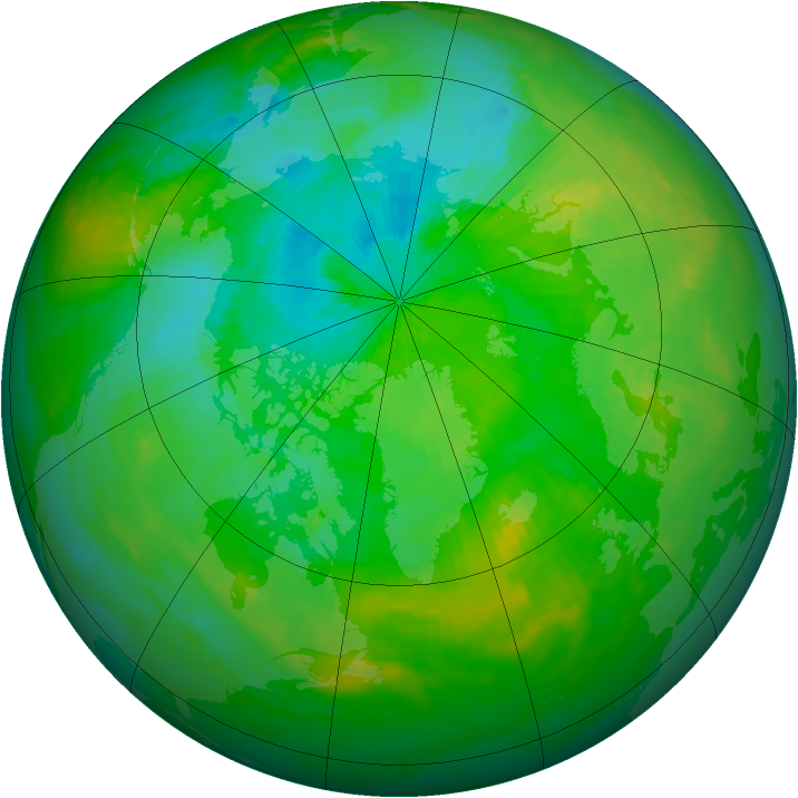 Arctic ozone map for 10 August 1980